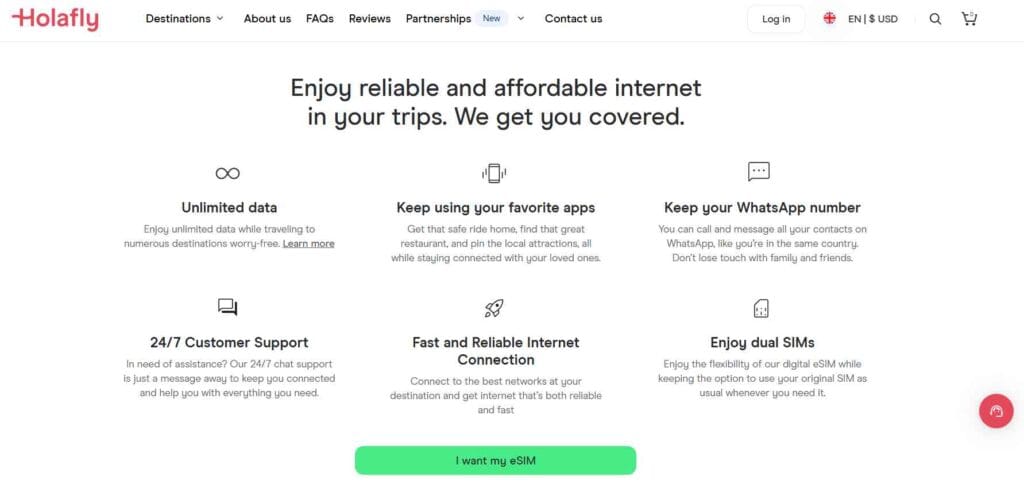 9. Holafly eSIM for unlimited data